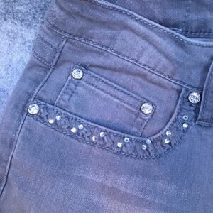 Earl Jeans, Rhinestone Pockets Skinny Gray Wash Distressed, Womens Size 2 Y2K